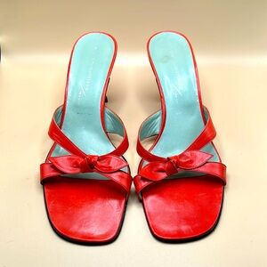 Siger Morrison Orangey Red Open-Back Cutsey Heels